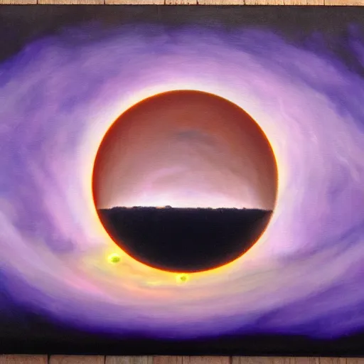 Prompt: outer wilds solar eclipse, beautiful, oil painting