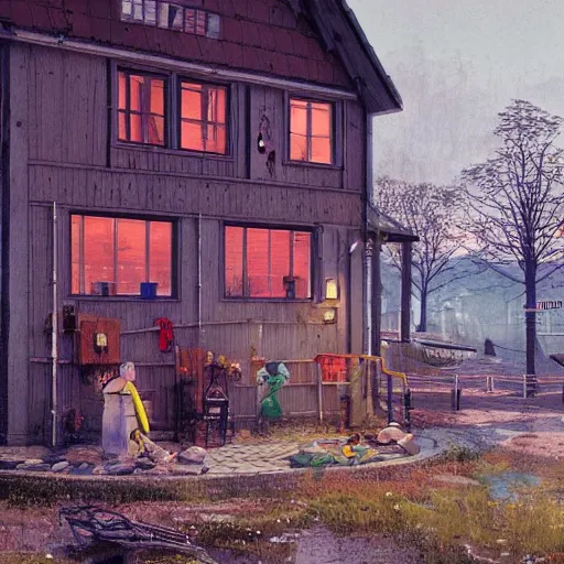 Image similar to futuristic sweden, by carl larsson and simon stalenhag, highly detailed, 4 k