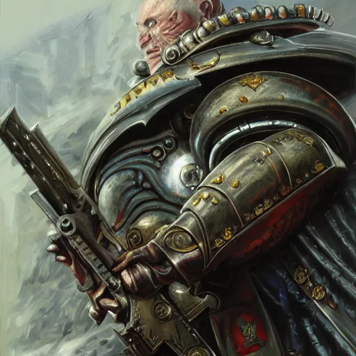 Image similar to Griffith from Berserk as a space marine Primarch, warhammer 40k, closeup character portrait art by Donato Giancola, Craig Mullins, digital art, trending on artstation