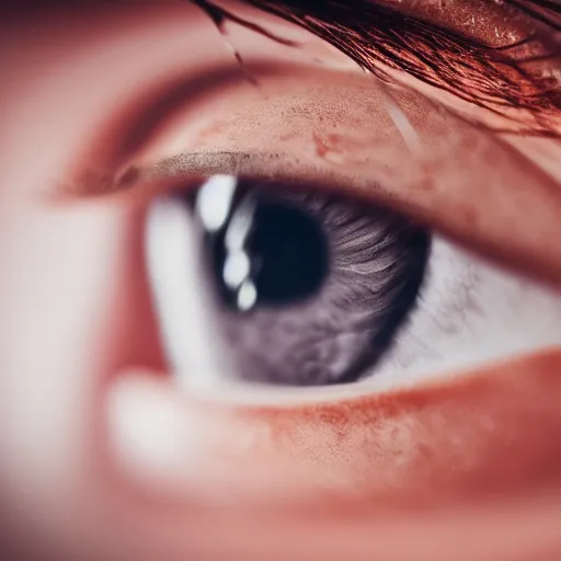 Image similar to close-up photo of a person's eye, 4k, macro lens, soft lighting