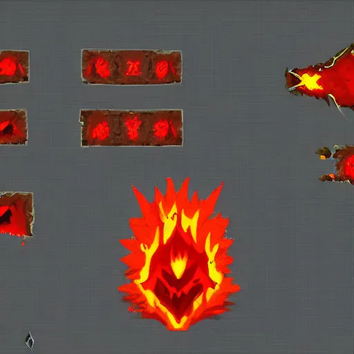 Image similar to TzKal-Zuk at the Inferno, old school runescape, lava river, magma, large shield of magma, obsidian pillars