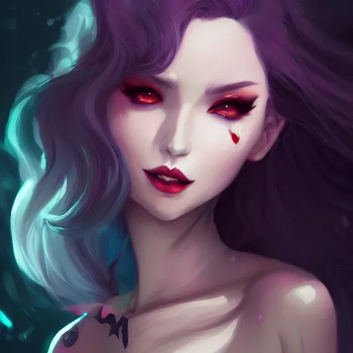 Image similar to a portrait of a alluring vampire, art by lois van baarle and loish and ross tran and rossdraws and sam yang and samdoesarts and artgerm, digital art, highly detailed, intricate, sharp focus, Trending on Artstation HQ, deviantart, unreal engine 5, 4K UHD image