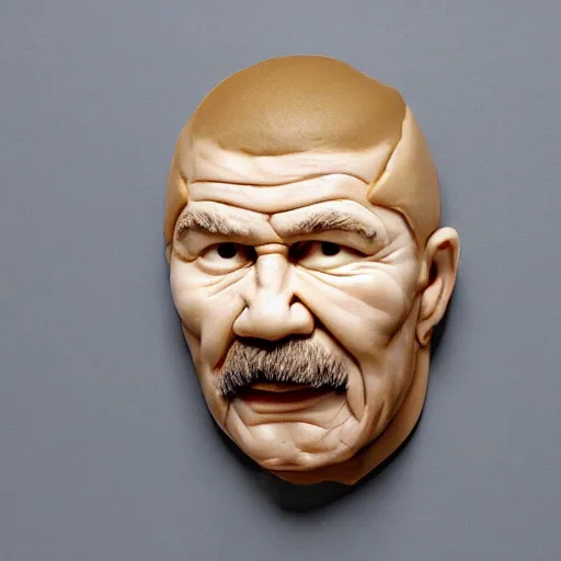 Prompt: charles bronson carved butter sculpture, maple syrup highlights, realistic, highly detailed, cinematic