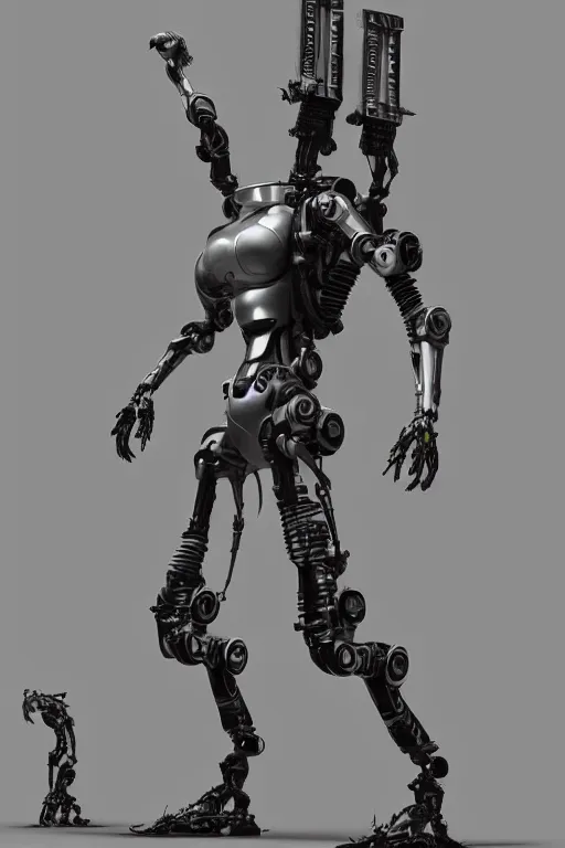 Image similar to a scifi robot made by weta workshop, futuristic, punk, sci - fi, hard surface modeling, concept art, boston dynamics,