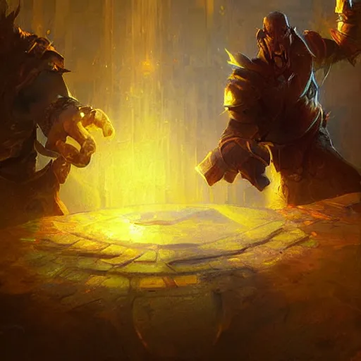 Image similar to pair of hands, yellow light emission, hearthstone art style, epic fantasy style art by Craig Mullins, fantasy epic digital art, epic fantasy card game art by Greg Rutkowski