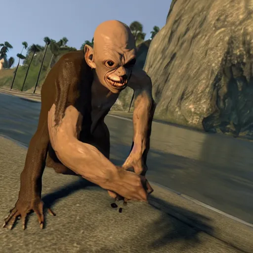 Prompt: Gollum gta V style