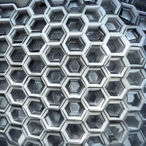 Prompt: hexagonal scifi architecture
