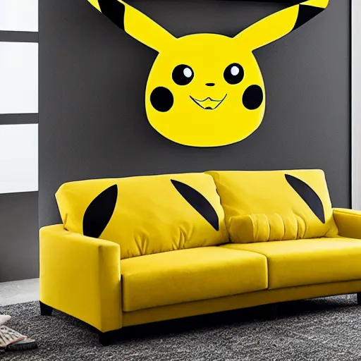 Prompt: a sofa in style of pikachu , photo 4k,