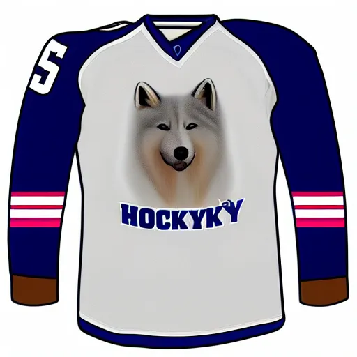 Image similar to hockey jersey with a samoyed logo