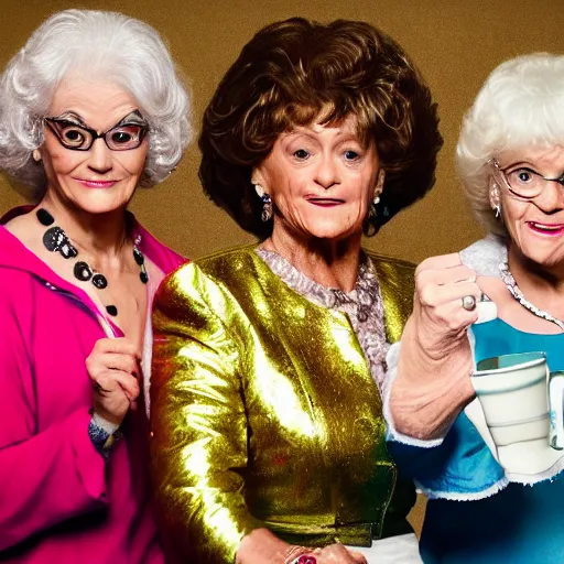 Prompt: john cena and the golden girls heading tea, realistic photography, high detailed