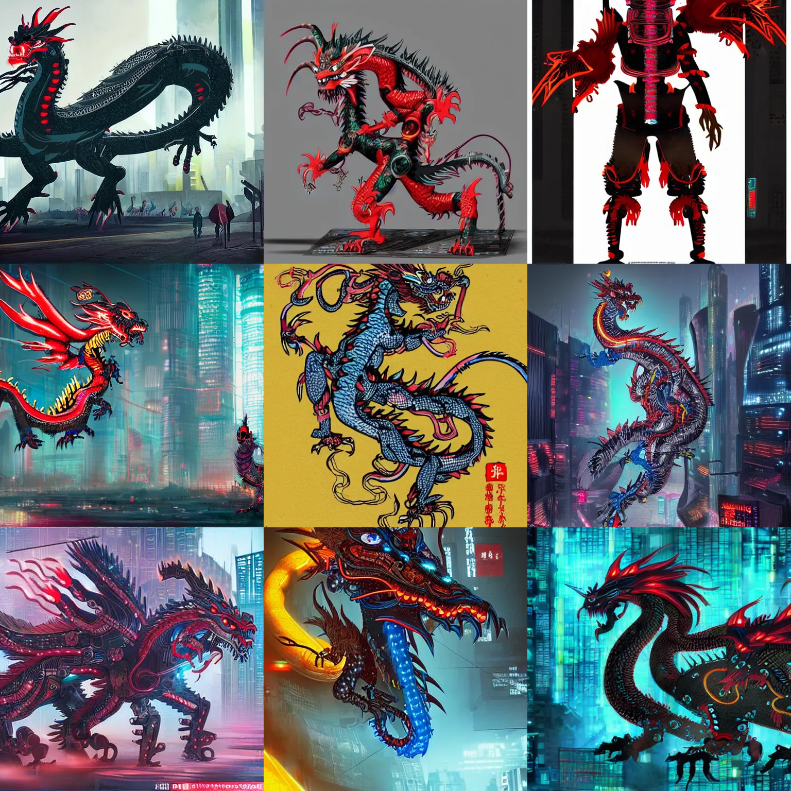 Prompt: cyberpunk chinese dragon