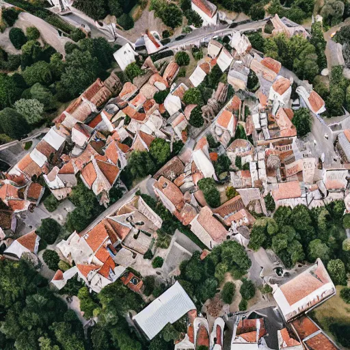 Image similar to drone photo of a medieval town