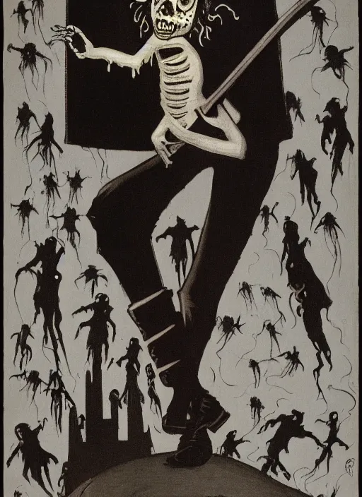 Image similar to punk zombie by rockwell kent, 1 9 2 9