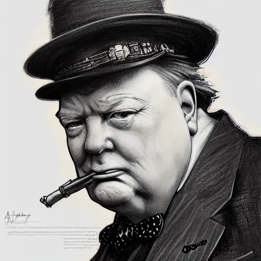 Image similar to full portrait of patton oawalt as winston churchill, fantasy, d & d, intricate, detailed, by by alphonse mucha, adolfo hohenstein, alice russell glenny, stanley artgerm lau, greg rutkowski, detailed, trending on artstation, trending on artstation, smooth