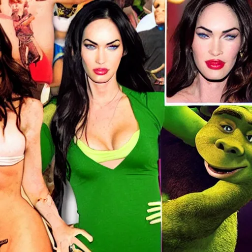 Prompt: megan fox, shrek