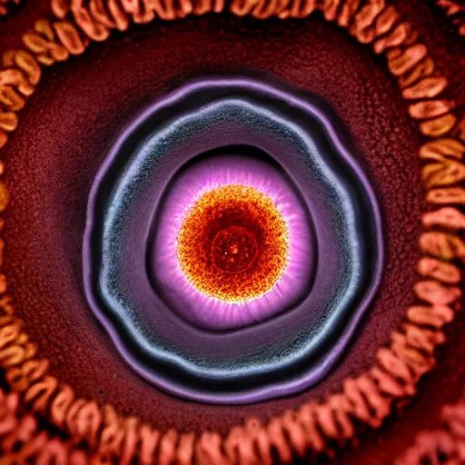 Image similar to tunneling electron microscope image of an alien eukaryote. false color. mit technology review. nature journal cover. nobel prize winning. ultra detailed 8 k tif