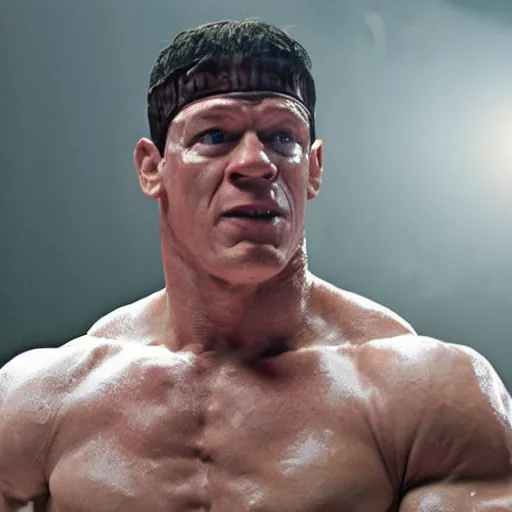 Image similar to John Cena as rocky Balboa, film still