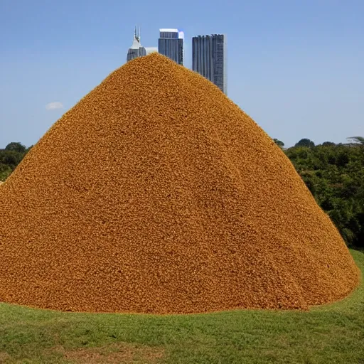 Prompt: an anthill in the shape of a skyscraper