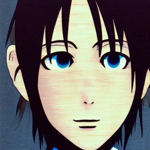 Image similar to a portrait of Lain from serial experiments: Lain Shinji Aramaki