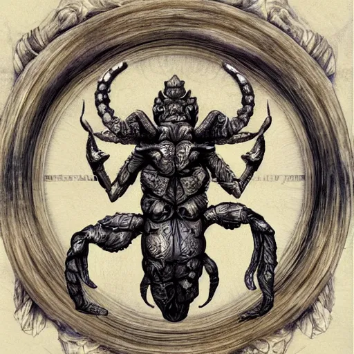 Image similar to detailed and sharp scorpio god artistic zodiac artwork, mystic style, detailed, 8 k, detailed, symmetrical, by brian froud