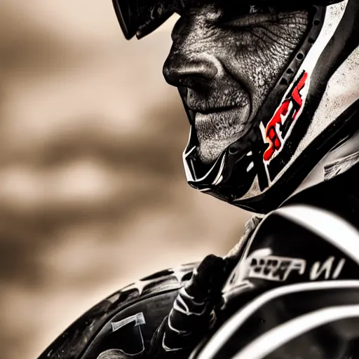 Image similar to a closeup portrait of a motocross biker, extreme realistic image, hyperrealistic