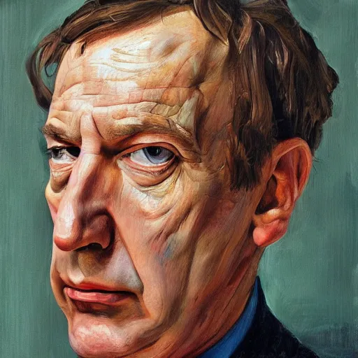 Prompt: high quality high detail painting by lucian freud, hd, portrait of saul goodman