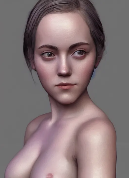 Image similar to beautiful portrait jena malone, beautiful girl, beautiful body, tranding by artstation, character artist, 8 1 5, mature content, zbrush, maya, substance 3 d painter, art by huaishen j, 2 d 3 d concept artist