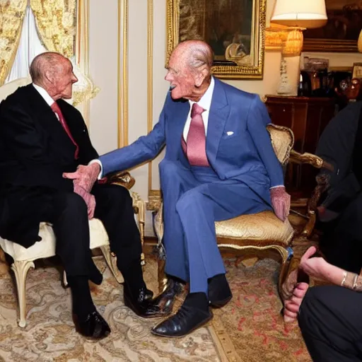 Image similar to prince philip meets kanye west