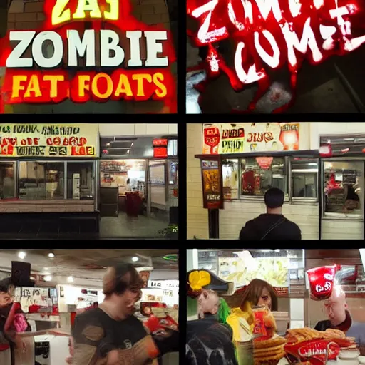 Image similar to zombie fast food restaurant