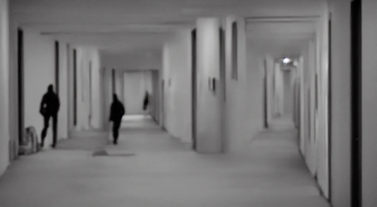 Prompt: distant hiding ninjas in long corridor backrooms, DOF--cfg_scale 12
