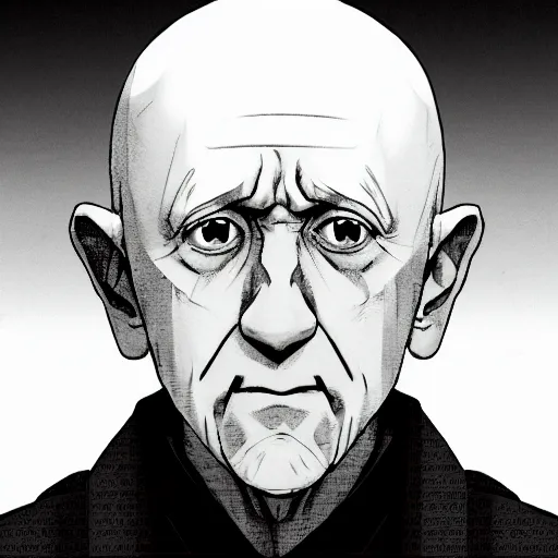 Image similar to portrait of mike ehrmantraut, anime fantasy illustration by tomoyuki yamasaki, kyoto studio, madhouse, ufotable, comixwave films, trending on artstation