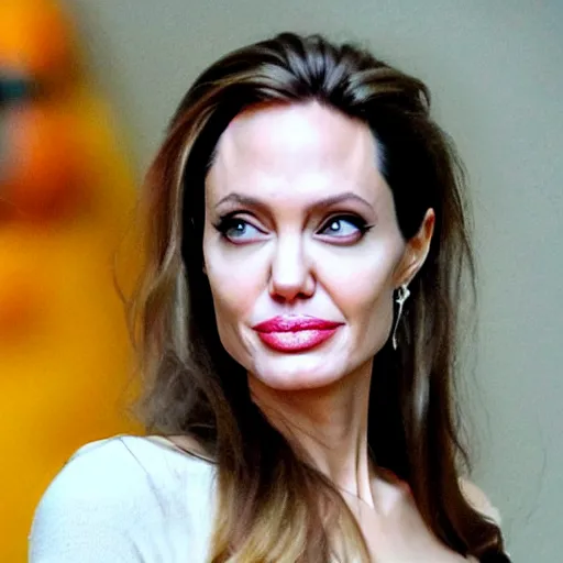 Image similar to angelina jolie face on an ( orange )