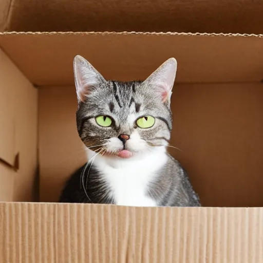 Image similar to cat in a cardboard box