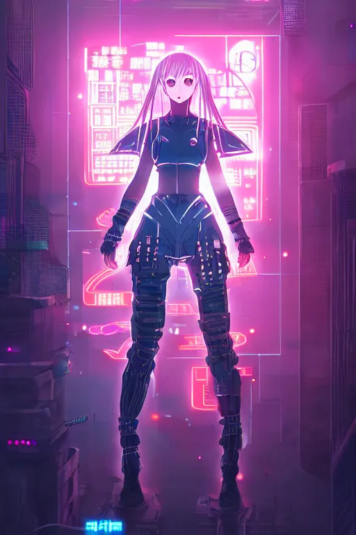 Image similar to anime key visua futuristic cyber warrior girl, on cyberpunk neon light tokyo rooftop, ssci - fi and fantasy, intricate and very beautiful, highly detailed and digital painting, concept art, smooth, illustration, art by l taekwon kim / a - rang style and liya nikorov and rongzhen luo and rossdraws