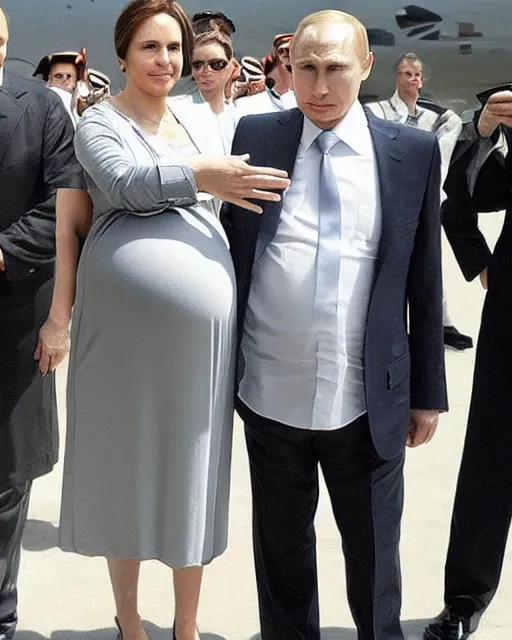 Prompt: “Vladimir Putin with a big pregnant belly”