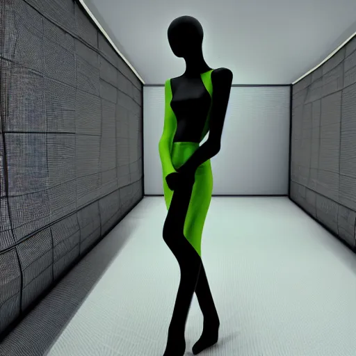 Prompt: a woman wearing issey miyake clothing, 3 dcg, source engine, half life 2, portal 2, gmod, portrait, fashion photography, by david bailey, mario testino, davide sorrenti