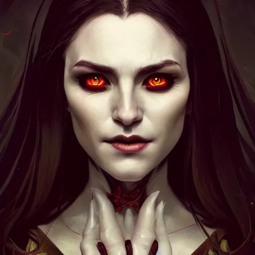 Image similar to perfectly - centered - portrait - photograph of evil vampire, super highly detailed, professional digital painting, artstation, concept art, smooth, sharp focus, no blur, no dof, extreme illustration, unreal engine 5, 8 k, art by artgerm and greg rutkowski and alphonse mucha loish and wlop