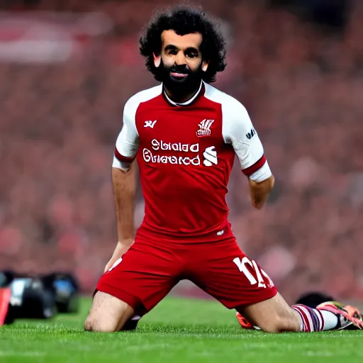 Image similar to mo salah wearing an arsenal football top