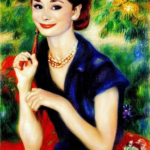 Prompt: audrey hepburn art by renoir.