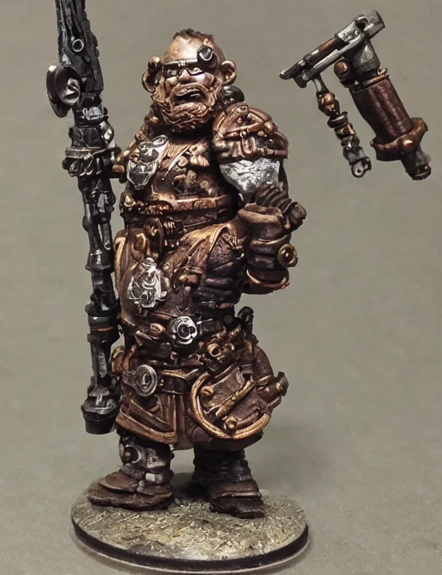 Image similar to dwarf detailed with shotgun steampunk, hyperrealistic