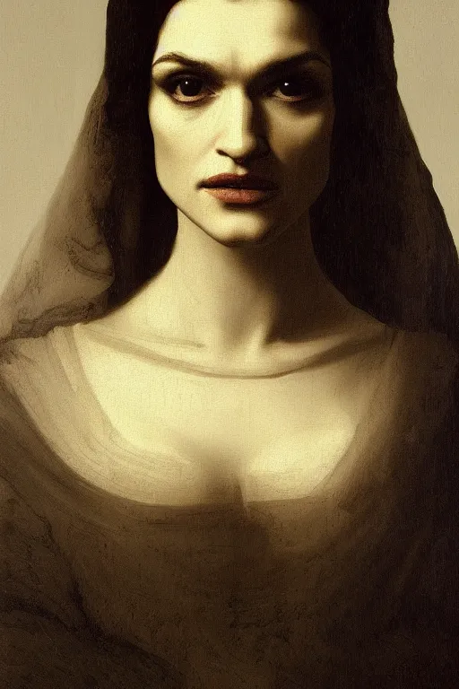 Prompt: portrait en buste of rachel weisz by johannes vermeer, baroque, dark moody colors, intricate, highly detailed, artstation, illustration