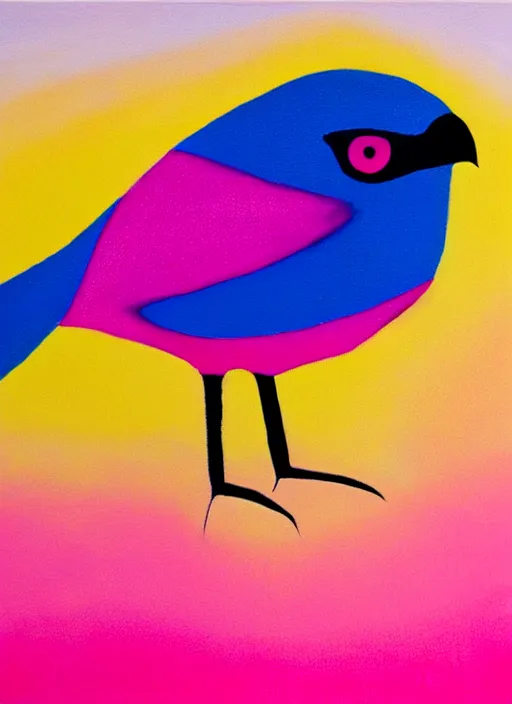 Image similar to a close up of a bird on a pink background, an airbrush painting by ronnie landfield, dribble, lyrical abstraction, airbrush art, ultrafine detail, matte background