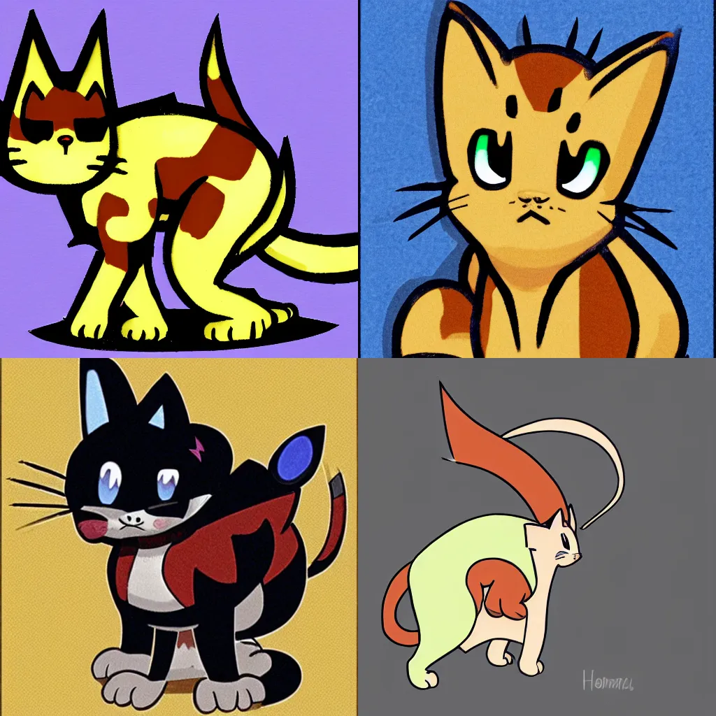 Prompt: an ordinary housecat, in the style of ken sugimori