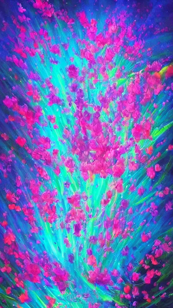 Image similar to glow bloom Tansparency diffusion beautiful painting acrylic multicolor bioluminescence artstation