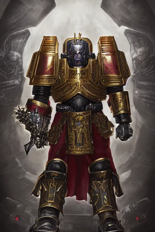 Image similar to armor portrait heros warhammer 4 0 k horus heresy fanart - the primarchs emperor by johannes helgeson animated with vfx concept artist & illustrator global illumination ray tracing hdr fanart arstation zbrush central hardmesh 8 k octane renderer comics stylized