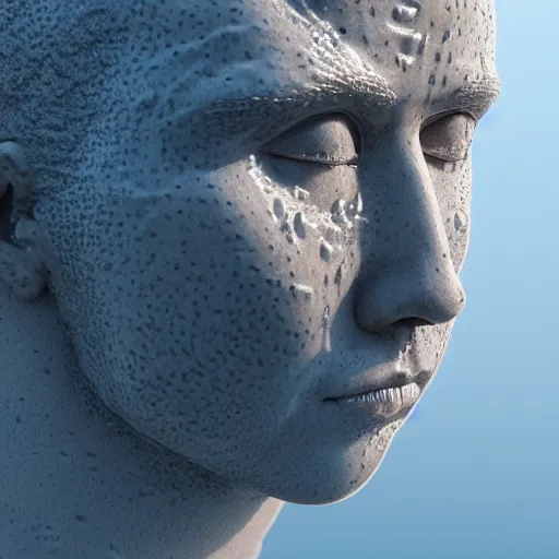 Image similar to a water sculpture of a human head on the ocean water, water manipulation photoshop, behance, ray tracing, cinematic, in the style of johnson tsang, long shot, hyper detailed, hyper realistic, 8 k resolution, sharp focus, realistic water, award winning