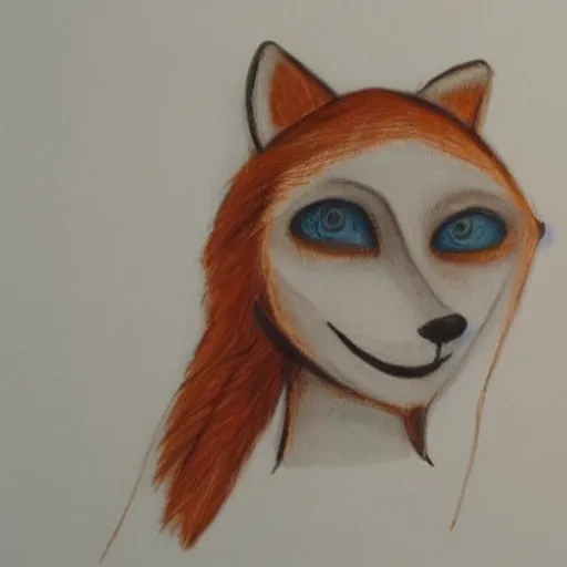 Image similar to a humanoid fox with a face inspired by jenna coleman