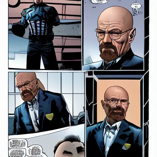 Prompt: walter white with captain america body