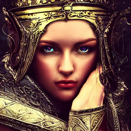 Prompt: the picture of a beautiful woman knight, epic fantasy art, mystical, mystic atmosphere, mythology, photo realistic, high detail, ultra realistic, hyper realistic, high definiton, 4 k uhd,