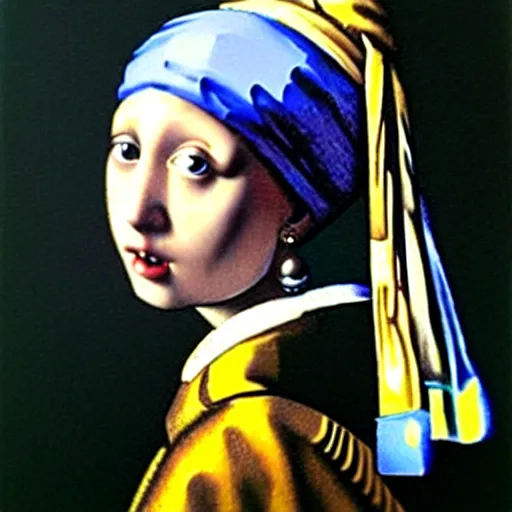 Prompt: Girl With a Pearl Earring surrealistic painting by Dalí